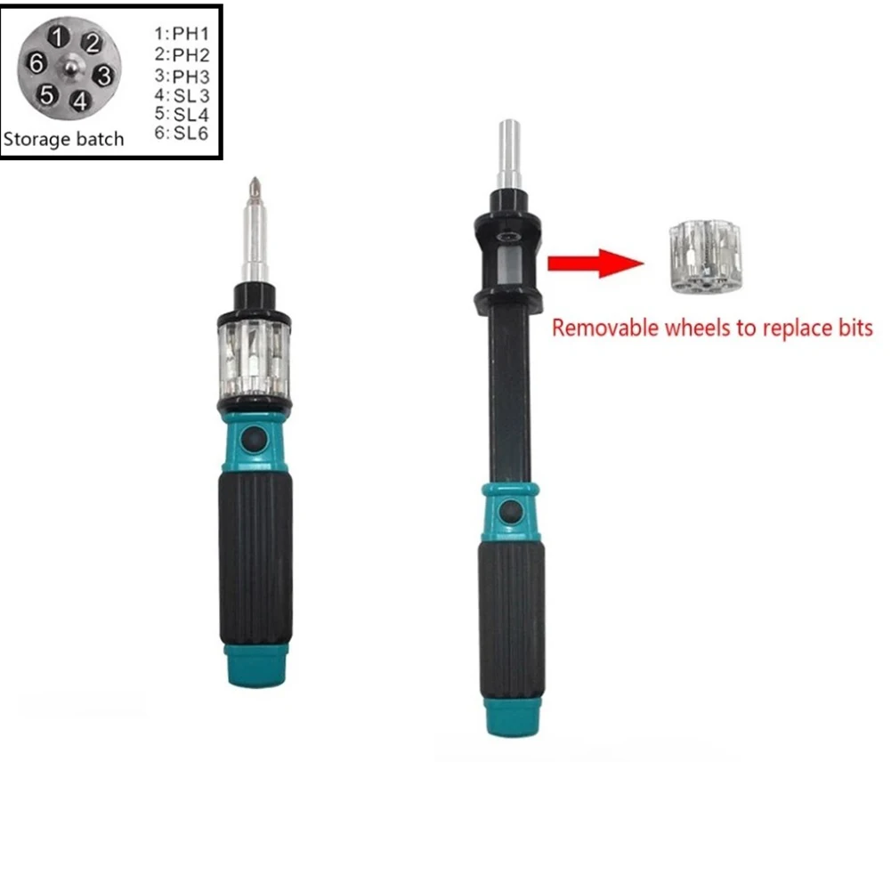 Bit Set Screwdriver 6-in-1 Multi-bit Multi-purpose PH1 PH2 PH3 Quick-Change Ratcheting Screwdriver SL3 SL4 SL6
Bit Set Screwdriver 6-in-1 Multi-bit Multi-purpose PH1 PH2 PH3 Quick-Change Ratcheting Screwdriver SL3 SL4 SL6