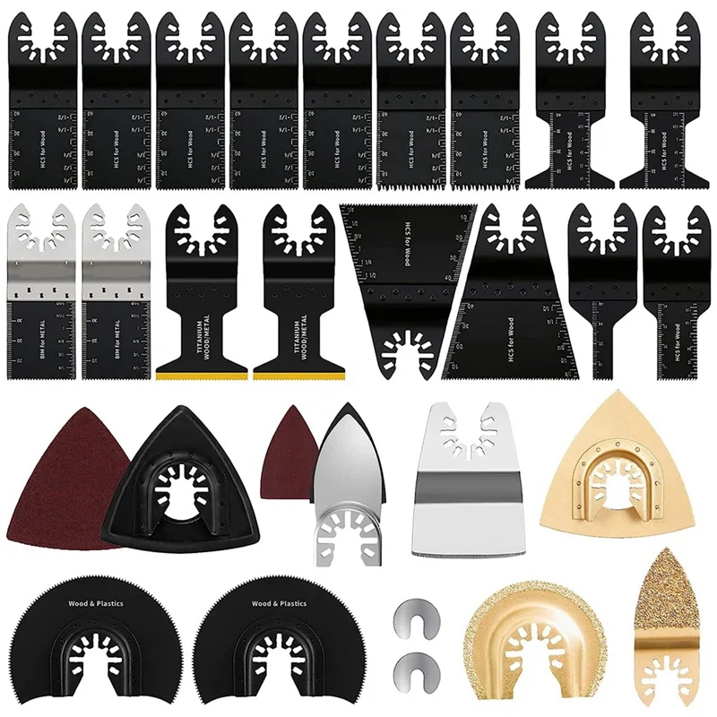 

88 Piece Oscillating Saw Blades Black Wood Metal Cutting Multitool Bi-Metal Blades Quick Release Tool Blades Kits