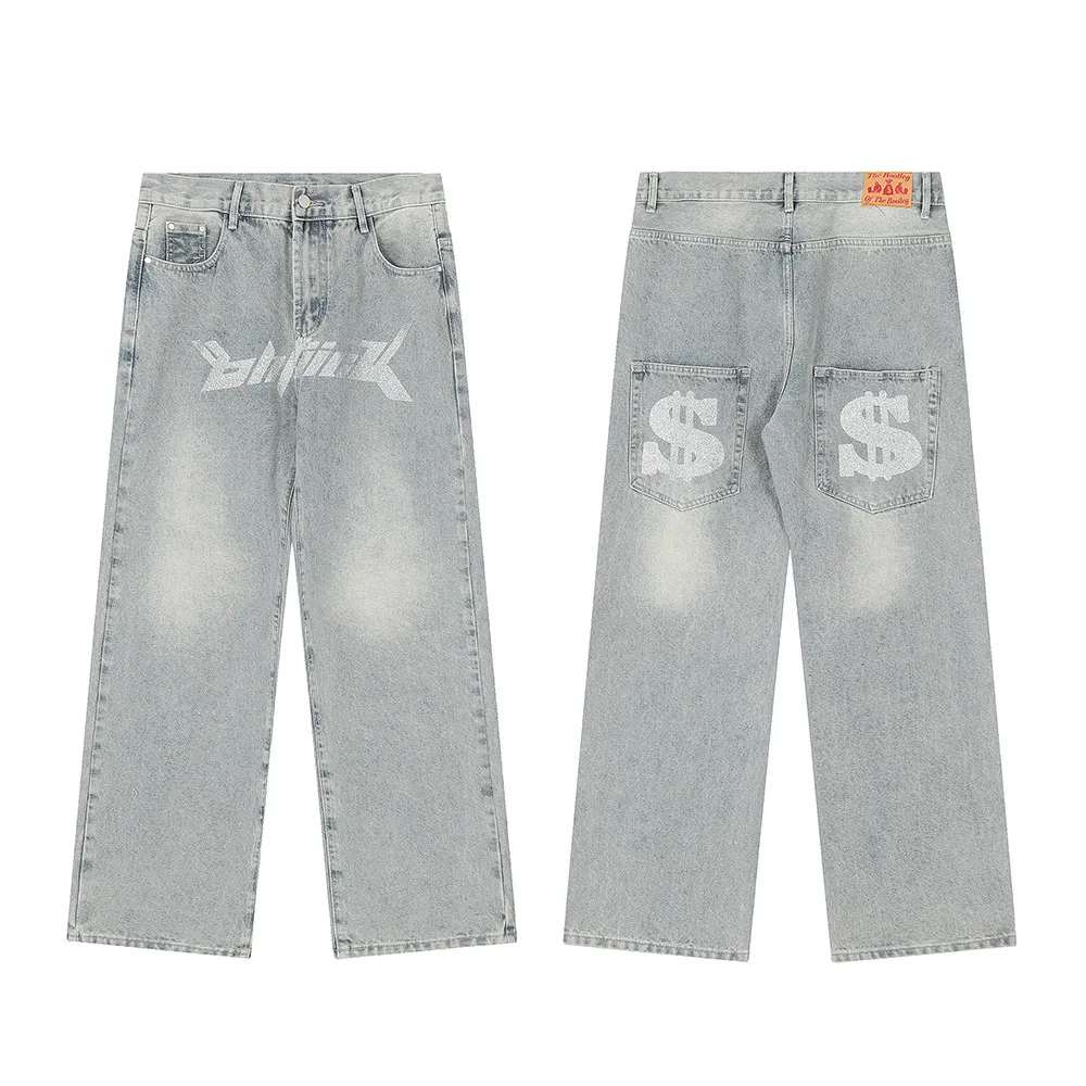 Mens Back Dollar Print Bronzing Y2K Straight Jeans Fashion Harajuku Streetwear Retro Casual Denim Trouser Boyfriend Baggy Pants
Mens Back Dollar Print Bronzing Y2K Straight Jeans Fashion Harajuku Streetwear Retro Casual Denim Trouser Boyfriend Baggy Pants