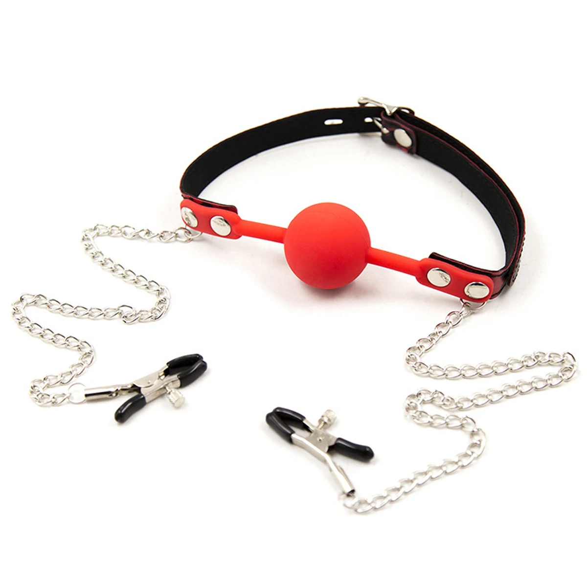 Silicone Mouth Gag Chain Nipple Clamp BDSM Bondage Sex Toy For SM Game Silicone Mouth Gag Chain Nipple Clamp BDSM Bondage Sex Toy For SM Game
