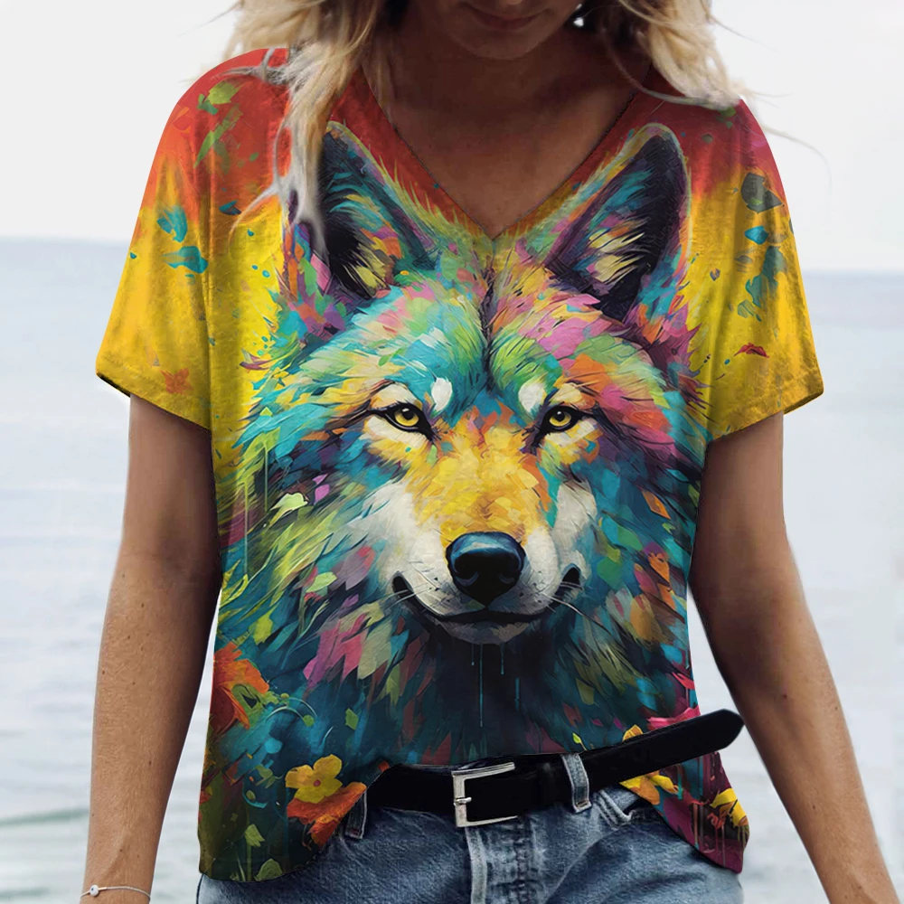 V-Neck T Shirt For Women 3d Animals Print Shirt Sleeve Summer Funny Women's T-Shirts Harajuku Casual Oversized Female Clothes
V-Neck T Shirt For Women 3d Animals Print Shirt Sleeve Summer Funny Women's T-Shirts Harajuku Casual Oversized Female Clothes