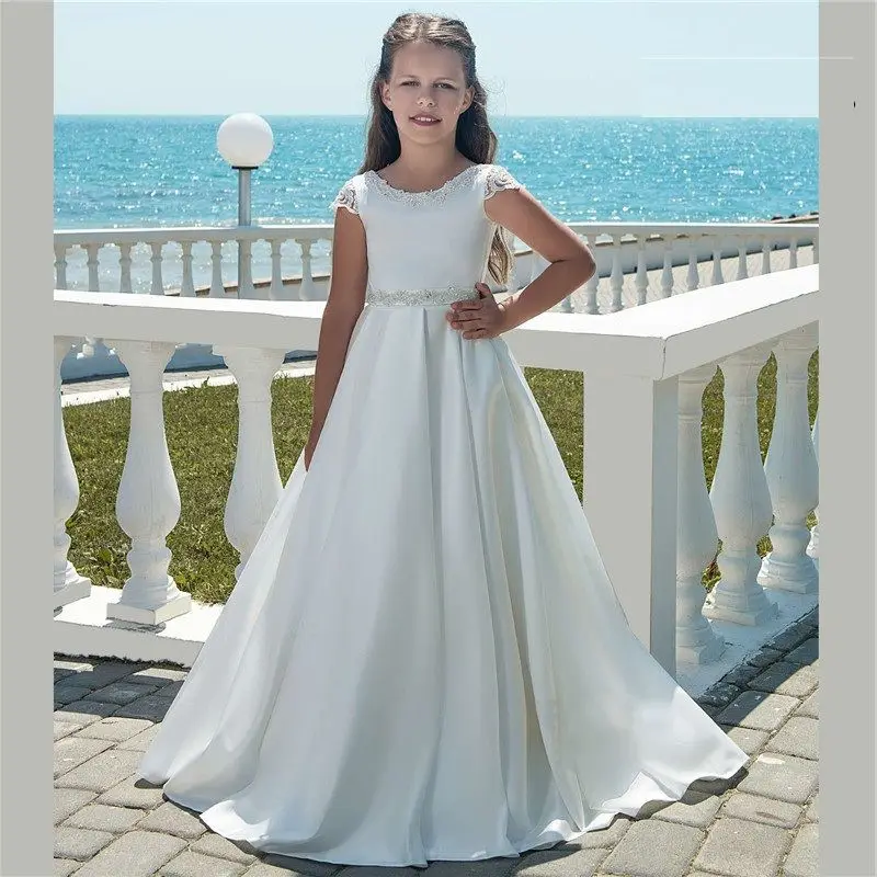 White Satin Flower Girl Dresses for Weddings Formal Occasion Princess Kids Sleeveless Evening Party First Communion Ball Gown
White Satin Flower Girl Dresses for Weddings Formal Occasion Princess Kids Sleeveless Evening Party First Communion Ball Gown