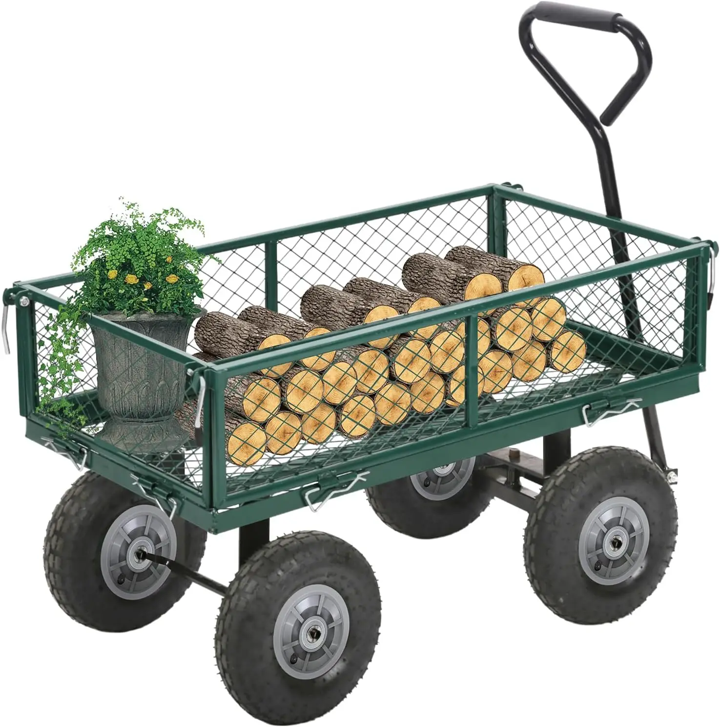 

Garden Carts Yard Dump Wagon Cart Lawn Utility Cart Outdoor Steel Heavy Duty Beach Lawn Yard Landscape Garden transport handcart