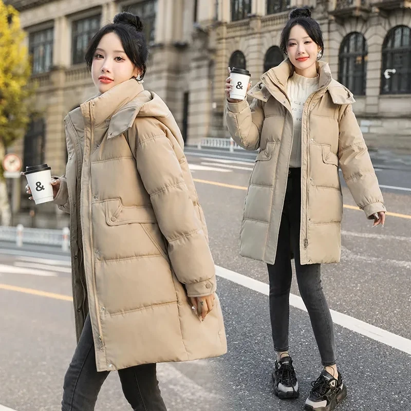 Down Cotton-padded Jacket Women's 2023 New Winter Thick Warm Outerwear Female Fashion Hooded Loose Medium To Long Parkas Coat
Down Cotton-padded Jacket Women's 2023 New Winter Thick Warm Outerwear Female Fashion Hooded Loose Medium To Long Parkas Coat