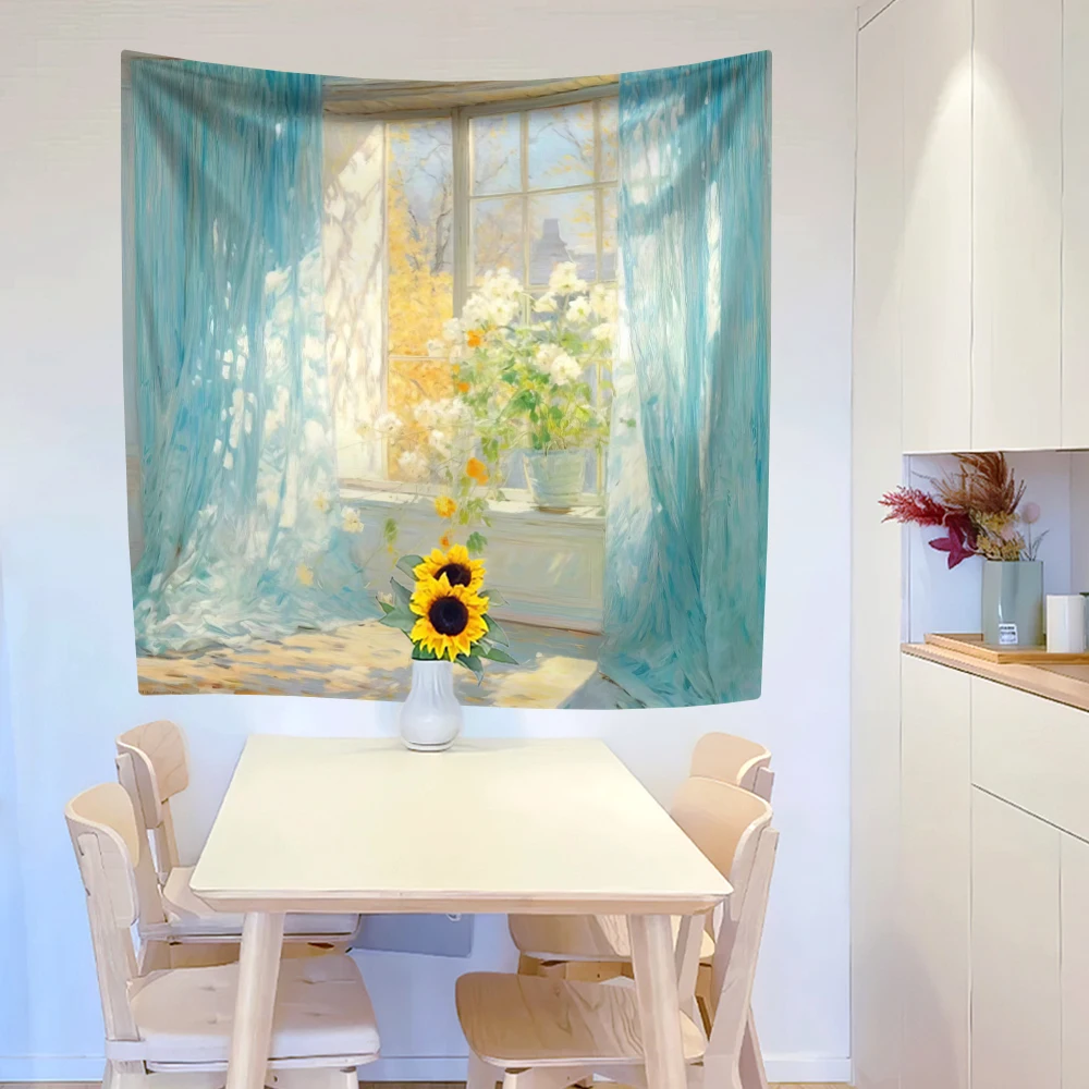 Small Fresh Tapestry Window Scenery Flower Printed Dormitory Bedroom Back Ground Cloth Wall Hanging Home Decor
Small Fresh Tapestry Window Scenery Flower Printed Dormitory Bedroom Back Ground Cloth Wall Hanging Home Decor