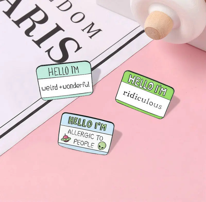 

4 Styles Fun Dialogue Quote Enamel Pins Custom Humor Brooches Bag Clothes Lapel Pin Label Badge Cartoon Jewelry Gift Friends