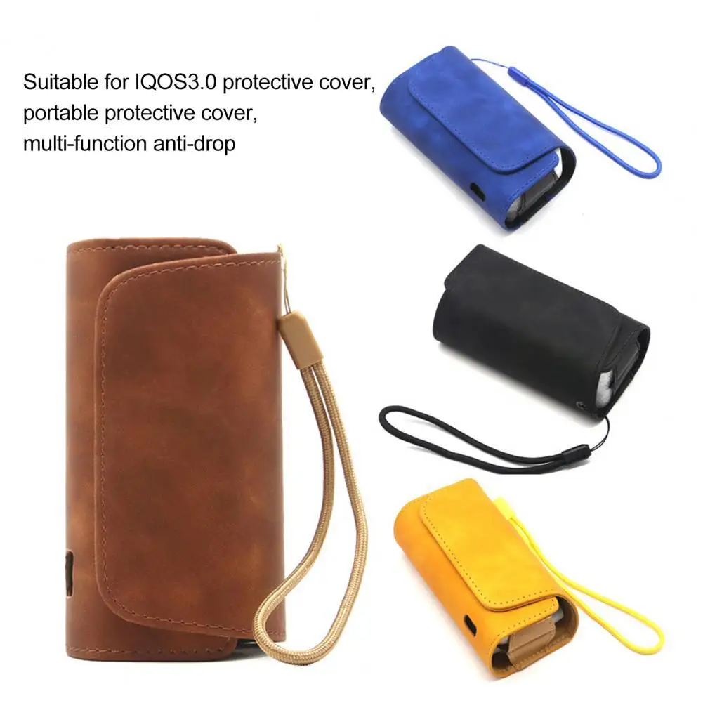 

Protective Cover Portable Multifunctional Scratch Resistant Faux Leather Protective Case with Lanyard for IQOS 3.0