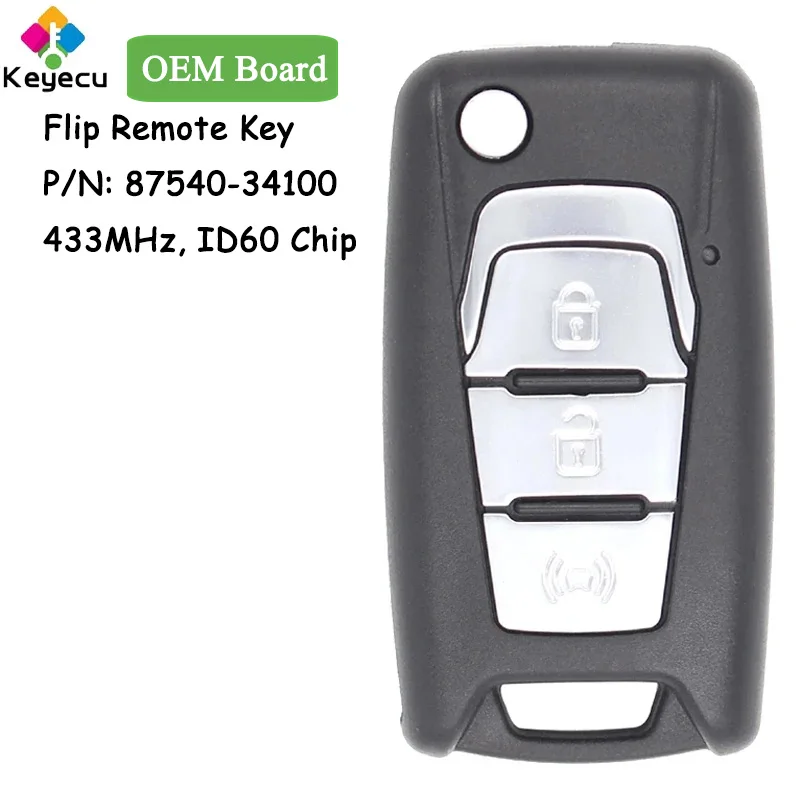 KEYECU OEM плата флип-пульт дистанционного управления автомобильный ключ с 3 кнопками 433 МГц чип ID60 для Ssangyong Korando Actyon C200 Fob 87540-34100
KEYECU OEM плата флип-пульт дистанционного управления автомобильный ключ с 3 кнопками 433 МГц чип ID60 для Ssangyong Korando Actyon C200 Fob 87540-34100