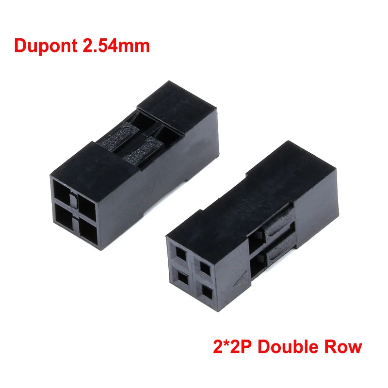 

20PCS 2.54mm 2P 2*2P Dupont Head Double Row DuPont Platic Shell DuPont Plug Jumper Wire Cable Housing Plug Connector