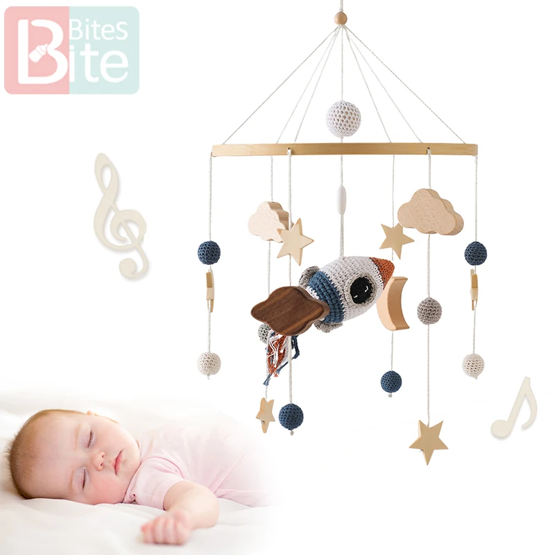 

Baby Rattle Toy Mobile 0-12 Months Wooden Newborn Music Crochet Rocket Bell Hanging Toys Holder Bracket Infant Crib Toys Gym