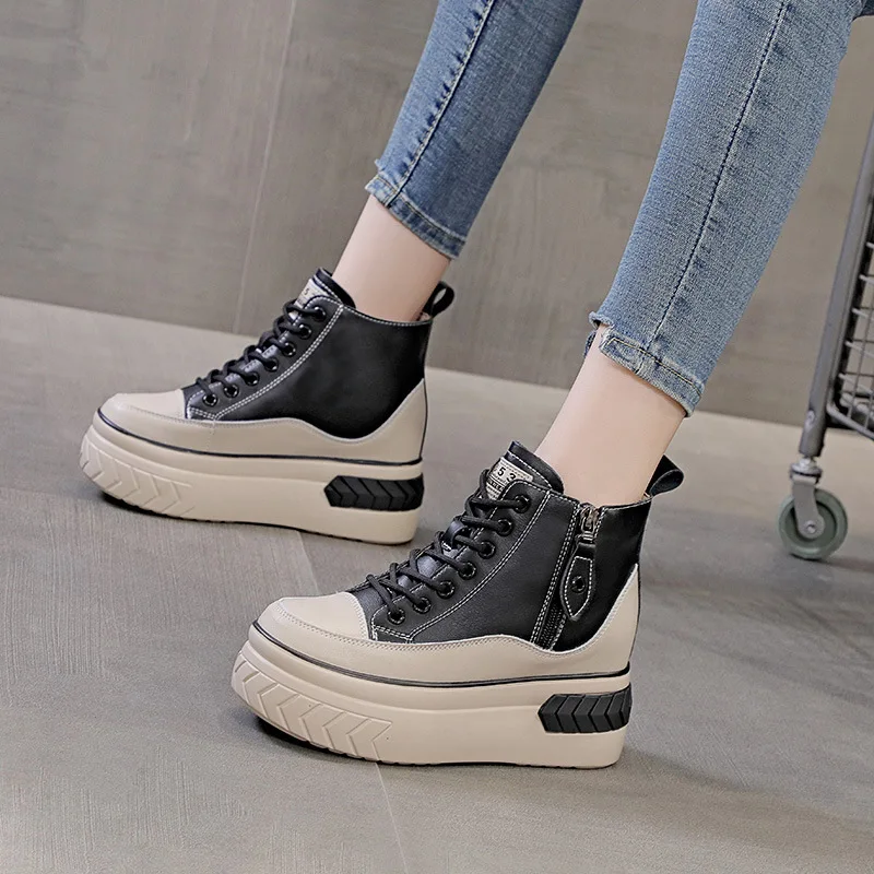 

Inner Height Casual High Top Shoes For Women Leather Zapatos De Mujer Damen Schuhe Sapato Feminino Chaussure Femme Plataforma