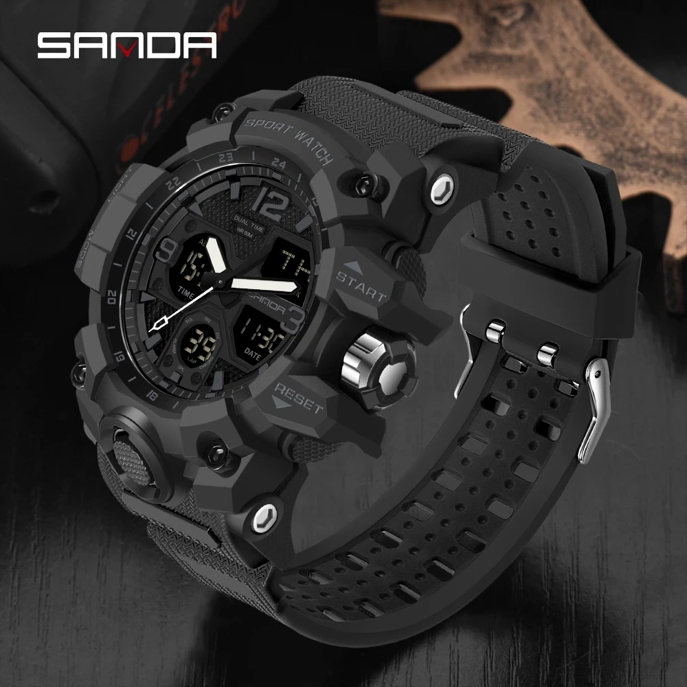 

SANDA Top Brand Sports Men's Watches Military Quartz Watch Man Waterproof Wristwatch for Men Clock shock relogios masculino 6030