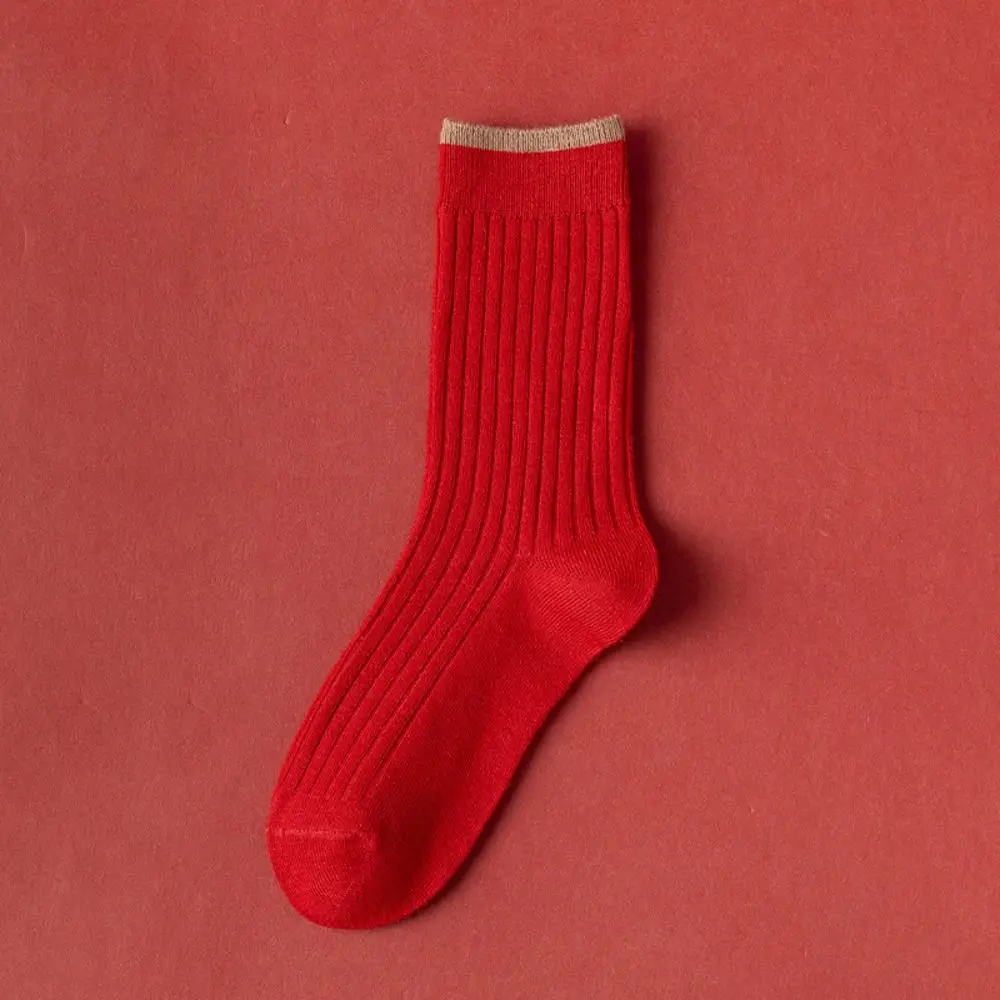

Cotton New Year Red Socks Creative Thicken Female Hosiery Good Luck Socks Lattice Sleeping Socks Middle Tube Socks Home Socks