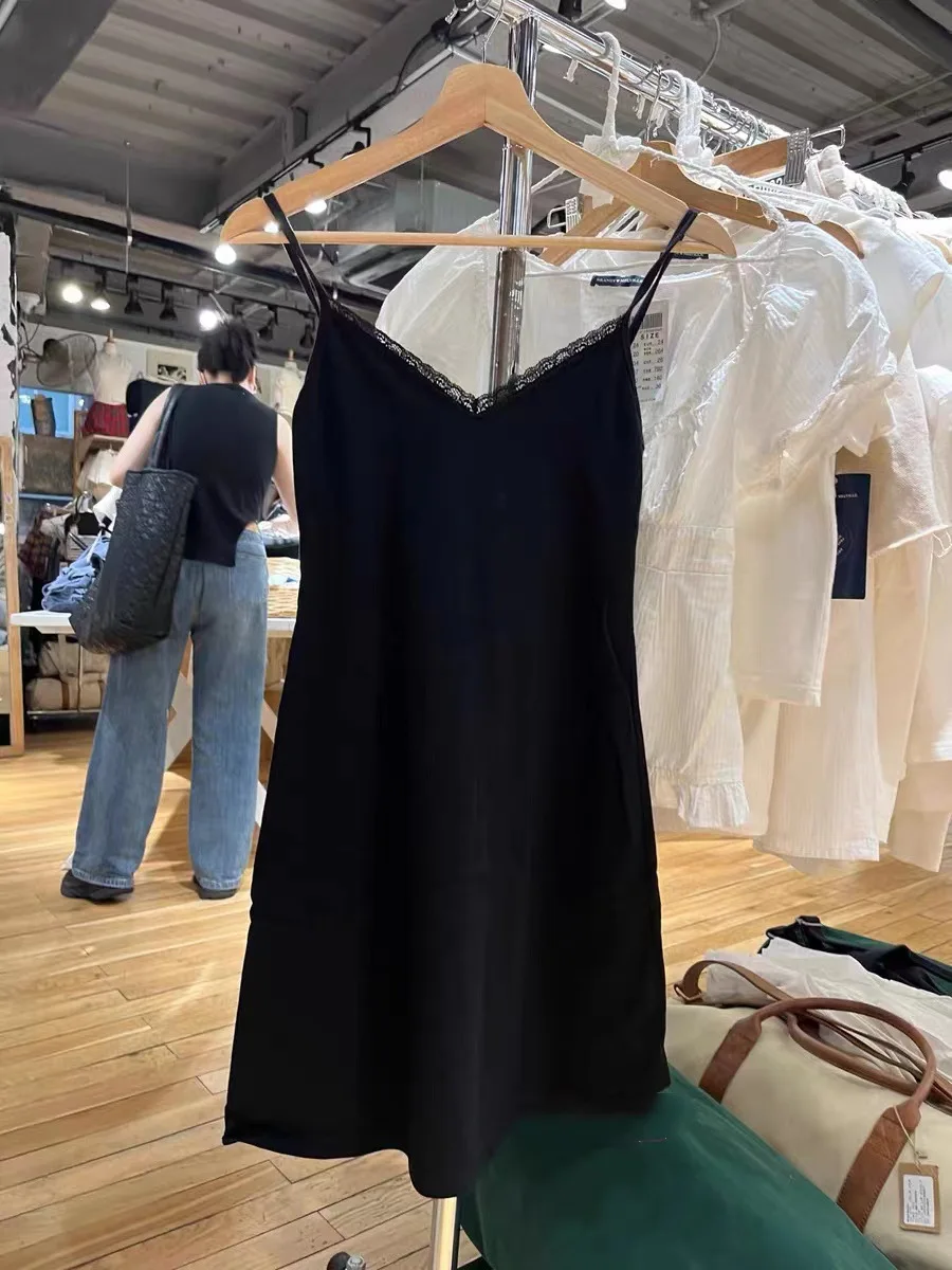 

Y2K винтажное черное однотонное мини-платье для девочек 2024 Модные Женские приталенные платья с V-образным вырезом для женщин шикарная одежда