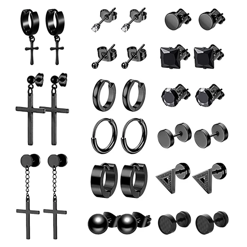 1 Pair Punk Black Multiple Types Stud Earrings Unisex Stainless Steel Piercing Earring For Women Men Gothic Chain Hoop Earrings
1 Pair Punk Black Multiple Types Stud Earrings Unisex Stainless Steel Piercing Earring For Women Men Gothic Chain Hoop Earrings