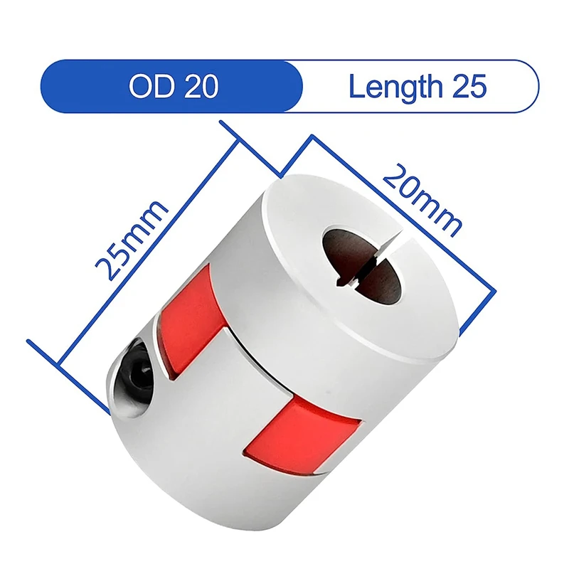 

Гибкая муфта вала D20XL25 от 5 мм до 8 мм для 3D-принтера, станка с ЧПУ и серводвигателя, 2 шт.