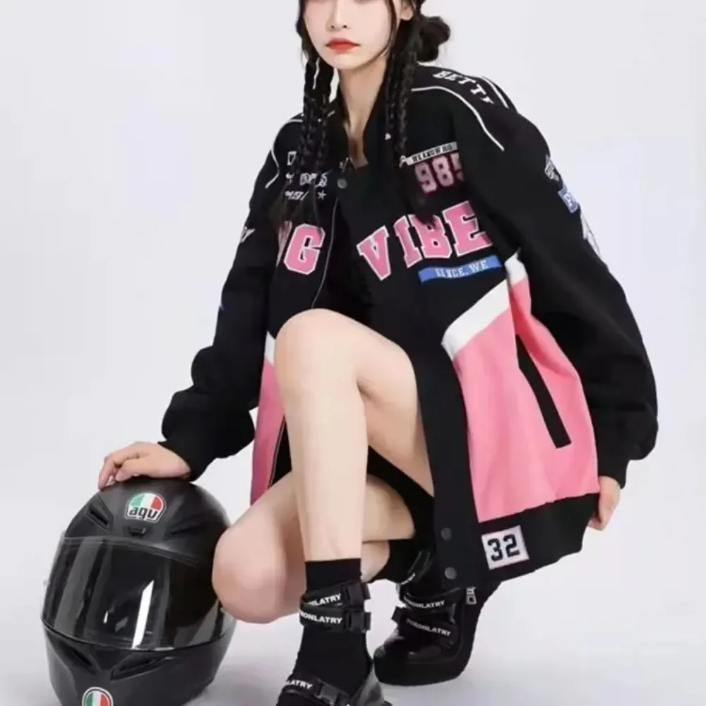 Street-mounted American sweet pink racing suit jacket female Y2K Harajuku hip-hop new Gothic loose fashion baseball suit jacket
Street-mounted American sweet pink racing suit jacket female Y2K Harajuku hip-hop new Gothic loose fashion baseball suit jacket