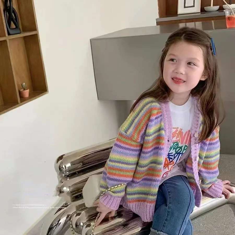Children's 2024 Girls Spring Stripe Knitted Cardigan Children's New Sweaters Baby Cardigan Knit Top Clothes Outerwear Kids
Children's 2024 Girls Spring Stripe Knitted Cardigan Children's New Sweaters Baby Cardigan Knit Top Clothes Outerwear Kids