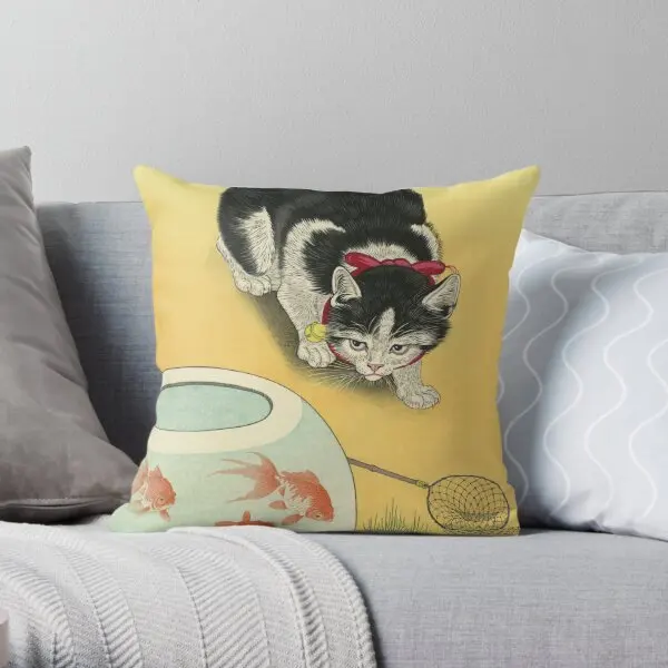 

Utagawa Hiroshige Japanese Woodblock Cat Print Throw Pillow Customizable Decorative Pillow Not Included