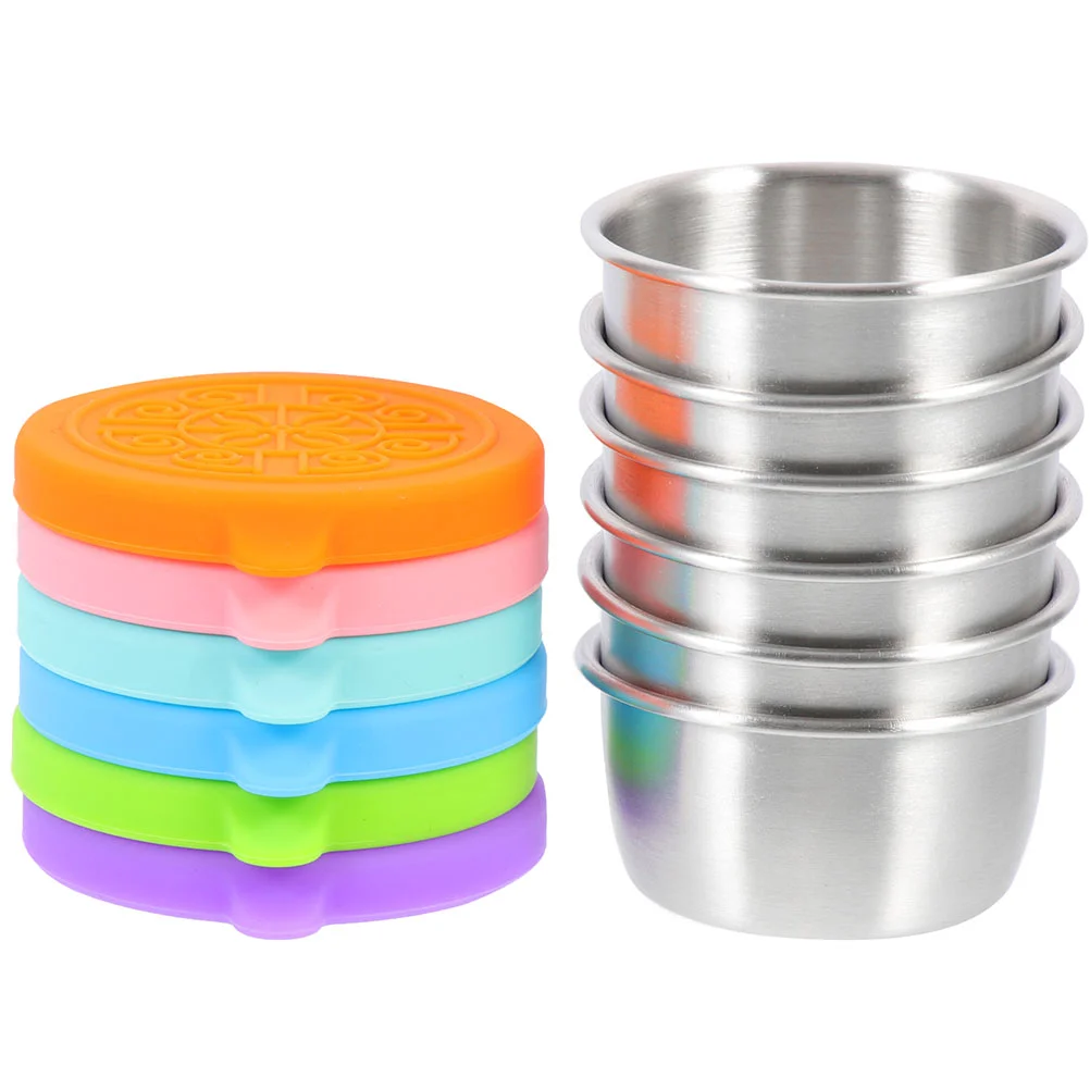6 Pcs Sauce Cups Lids Reusable Metal Container Salad Food Containers Dress Dip Silica Gel Condiments Travel
6 Pcs Sauce Cups Lids Reusable Metal Container Salad Food Containers Dress Dip Silica Gel Condiments Travel