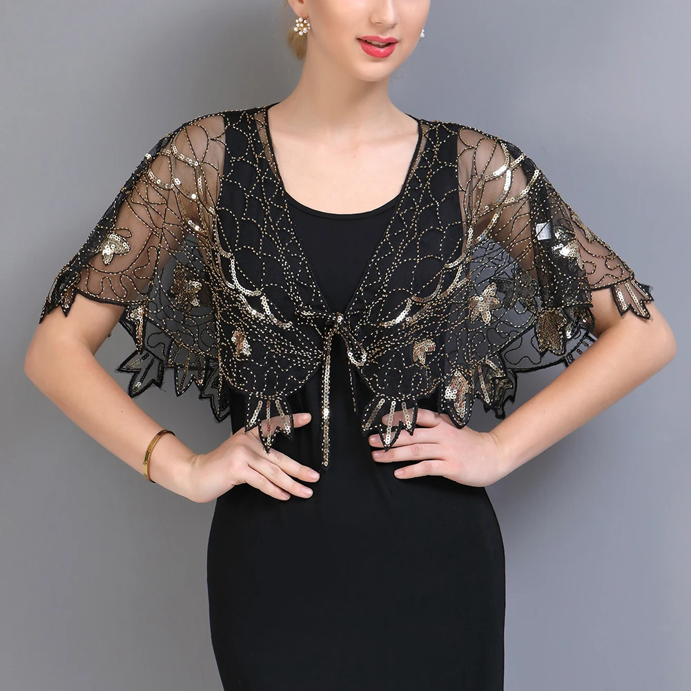 New Women Retro 1920s Mesh Embroidery Beaded Sequin Shawl Sheer Leaf Bolero Party Wedding Party Elegant Women's Cardigan Shawl
New Women Retro 1920s Mesh Embroidery Beaded Sequin Shawl Sheer Leaf Bolero Party Wedding Party Elegant Women's Cardigan Shawl