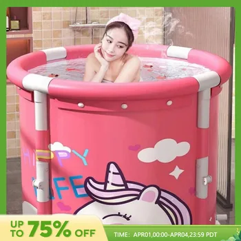 휴대용 두꺼운 비팽창식 접이식 목욕 욕조, 성인 어린이 목욕 양동이, 편리한 보관 상품 이미지