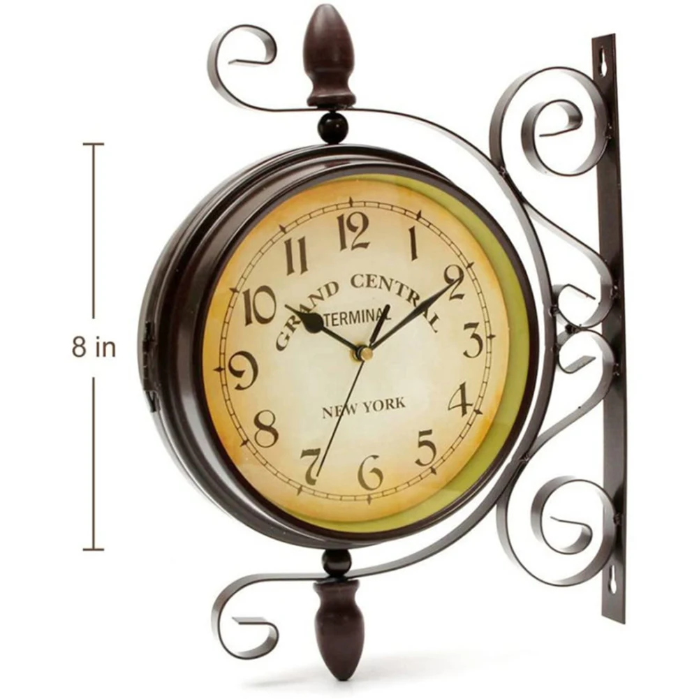 Vintage Inspired Double Sided Wall Clock Wrought Iron Train Grand Station Style Dustproof And Moistureproof Coating
Vintage Inspired Double Sided Wall Clock Wrought Iron Train Grand Station Style Dustproof And Moistureproof Coating