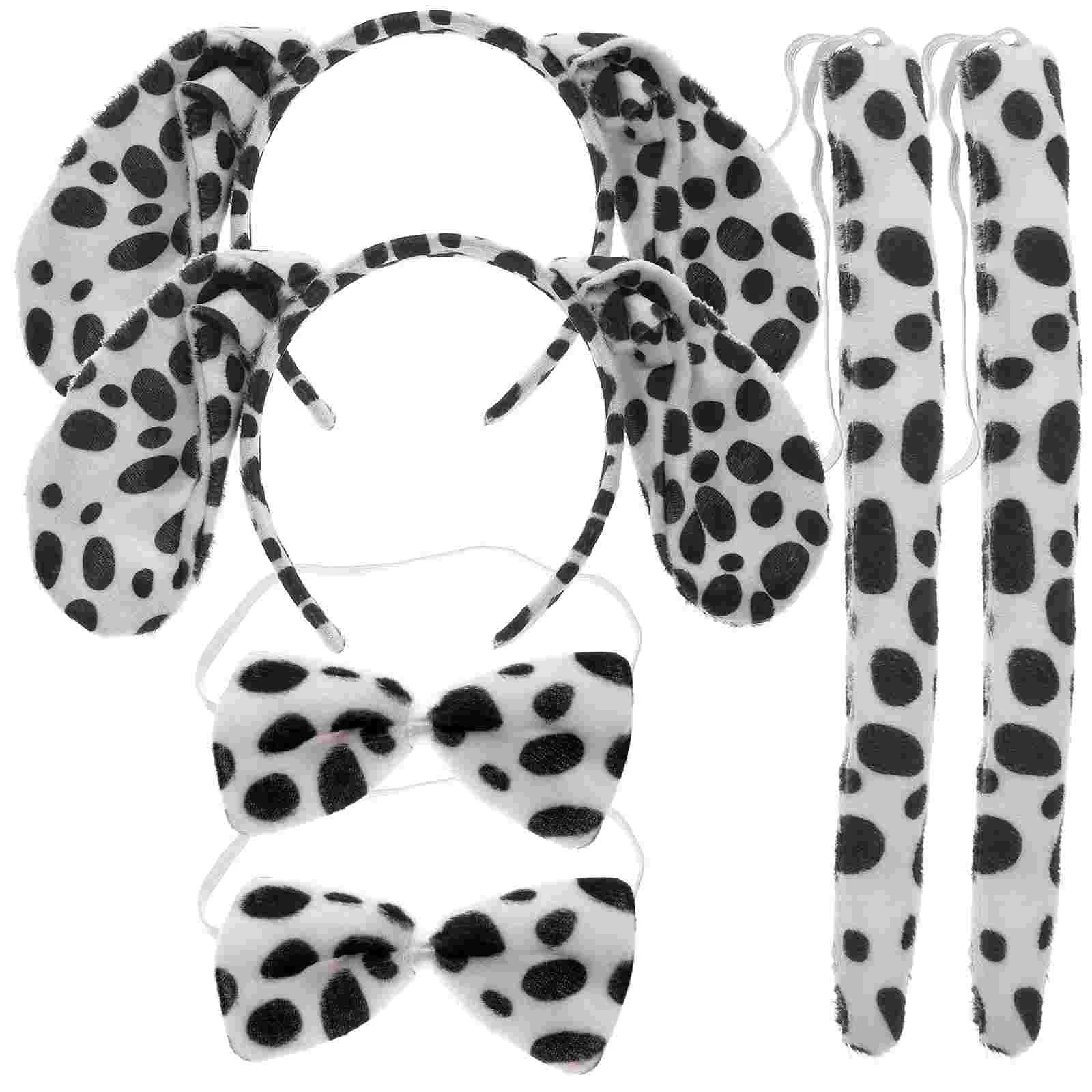 

Dalmatian Ears Bow Ties Hairbands Sets Children Stage Performance Prop hair hoop Headband Animal Headgear Hair band Tail Sets