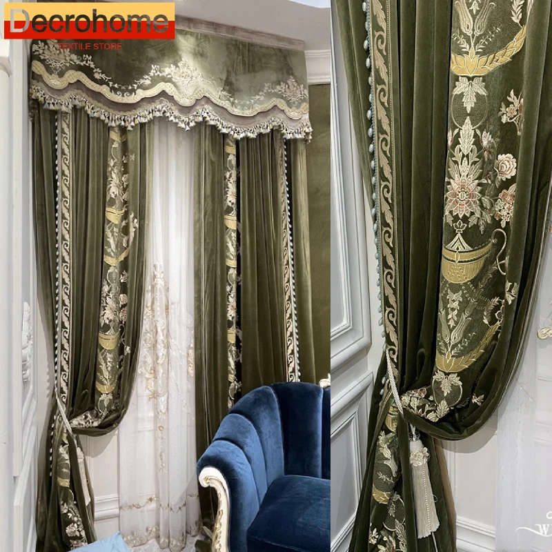 Custom Retro Green Embroidered Gauze Flannelette Patched Curtains for Villa Bedroom Living Room French Window Balcony Finished
Custom Retro Green Embroidered Gauze Flannelette Patched Curtains for Villa Bedroom Living Room French Window Balcony Finished
