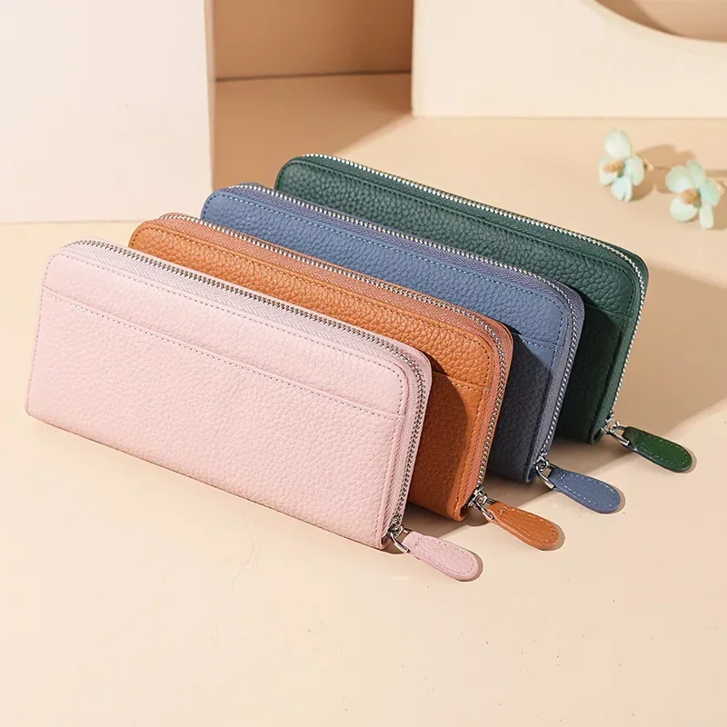 

Soft Leather Long Wallet Large Capacity Coin Purse Clutch ID Credit Card Holder for Women Keys Lipstick Earphone Organizer Pouch