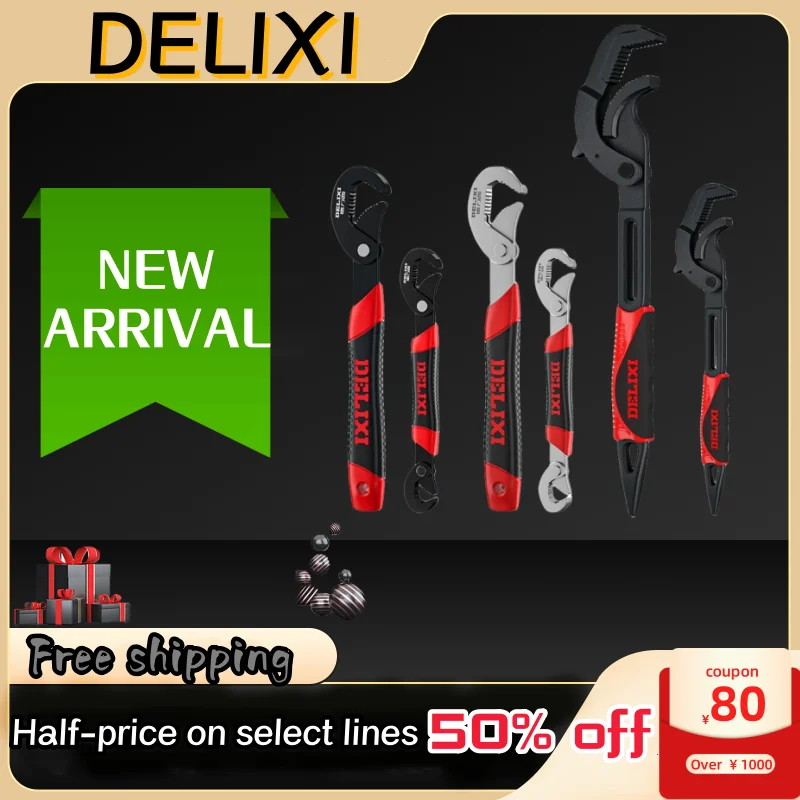 

DELIXI Plumber Multi Hand Tool Universal Key Pipe Wrench Open End Spanner Set Highcarbon Steel Snap N Grip Tool Universal Wrench