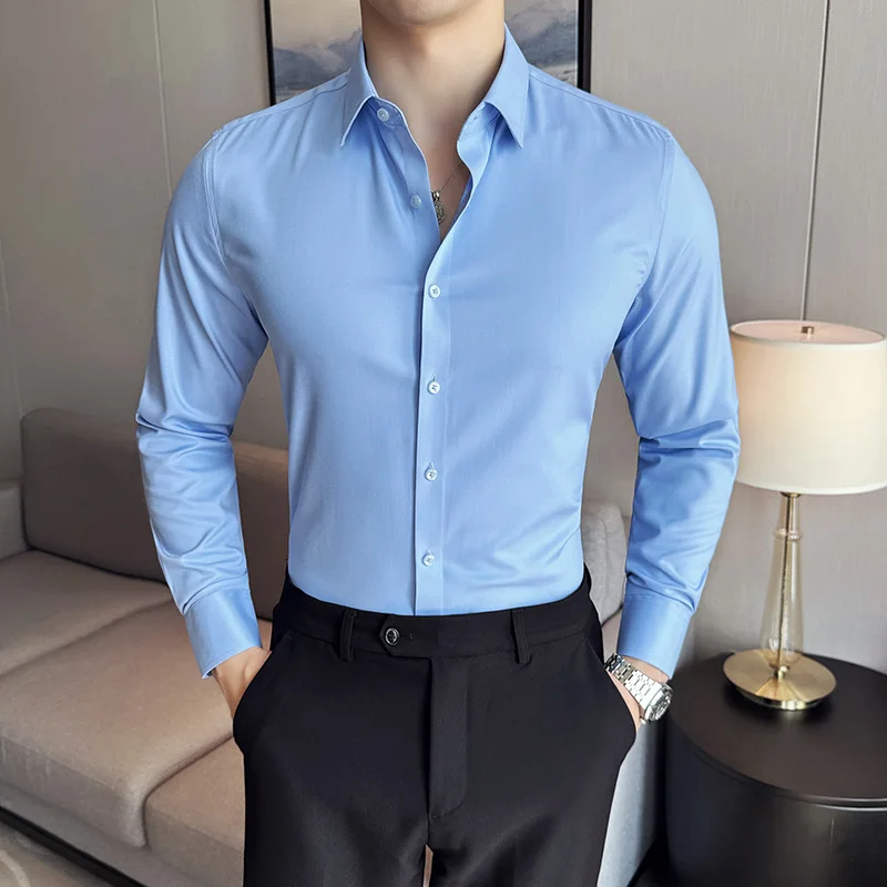 High Quality Modal No Trace Elegant Shirts For Men Korean Luxury Plain Color Long Sleeve Men's Social Shirts Clean Fit Dress 4XL
High Quality Modal No Trace Elegant Shirts For Men Korean Luxury Plain Color Long Sleeve Men's Social Shirts Clean Fit Dress 4XL