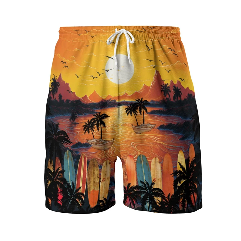 

Tropical Party 3D Print Short Pants For Men Clothes Coconut Tree Parrot Beach Shorts Vacation Trunks Hawaiian Bermudas Trousers