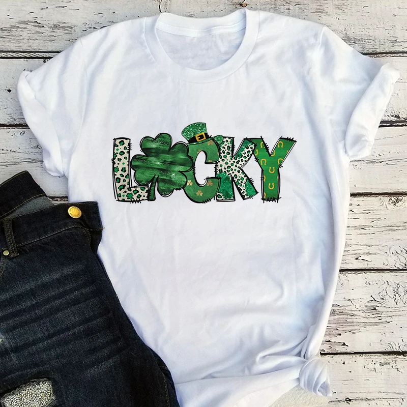 

Lucky St Patty's Day Shirt St Patrick's Tops Shamrock Tshirt Retro Patricks Tee Funny St Patrick's Aesthetic Clothes