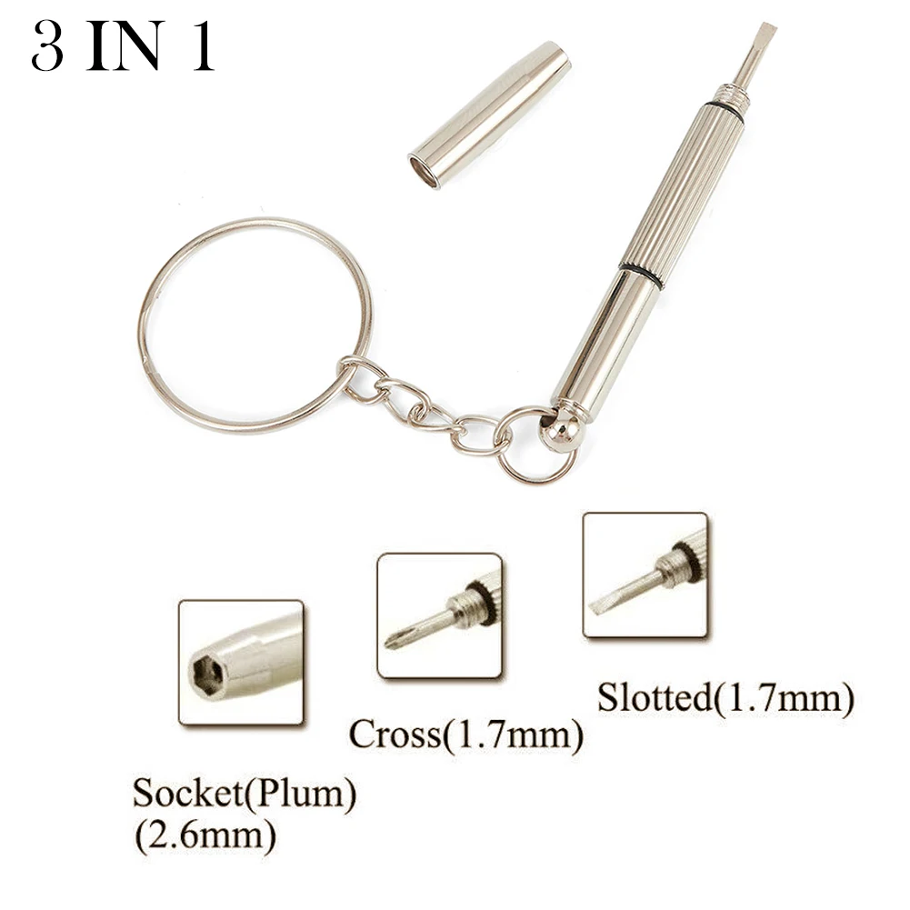 1pc Mini Screwdriver For Screw Diameter 1.7/2.6mm 3in1 Screwdriver Keychain For Glasses Phone Watch Screw Repair Tool Keyring
1pc Mini Screwdriver For Screw Diameter 1.7/2.6mm 3in1 Screwdriver Keychain For Glasses Phone Watch Screw Repair Tool Keyring