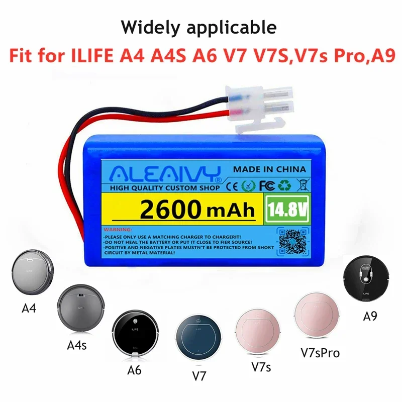 

Rechargeable Battery for ILIFE A4s,A7,V7s Plus,V55 Pro,W400,A9s Robot Vacuum Cleaner 14.8V 2600mah Li-lion Batteries