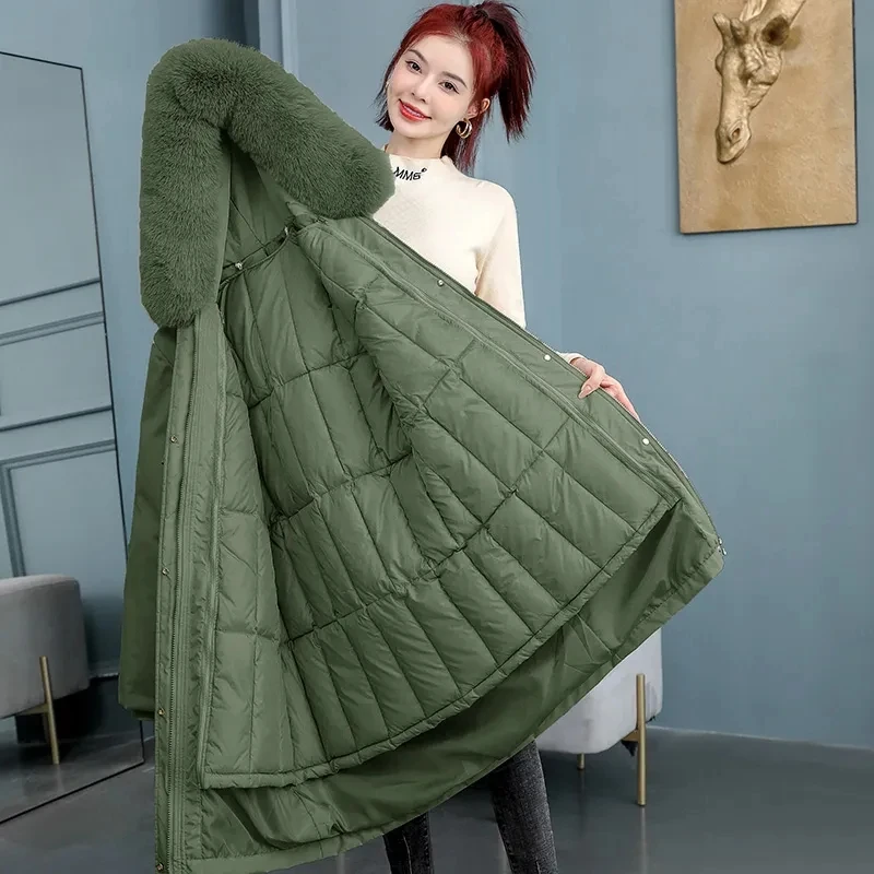 2023New Winter Jacket Women's Thick Warm Fur Liner Long Parka Fur Collar Hooded Cotton Padded Coat Casual Warm Detachable Parkas
2023New Winter Jacket Women's Thick Warm Fur Liner Long Parka Fur Collar Hooded Cotton Padded Coat Casual Warm Detachable Parkas