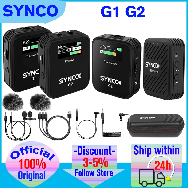

SYNCO G2A1 G2A2 G2 A1 A2 Microphone Wireless Lavalier Microfone Mic System for Smartphone DSLR Camera YouTube Vlogging G1 A1 A2