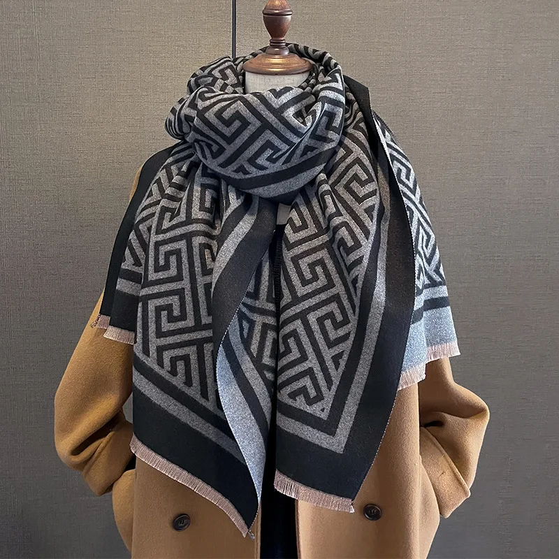 

Warm Cashmere Poncho Shawl Scarf Luxury Print Thick Pashmina Winter Blanket Wraps Bufanda Casual Hijab Stoles Echarpe 2023 Brand