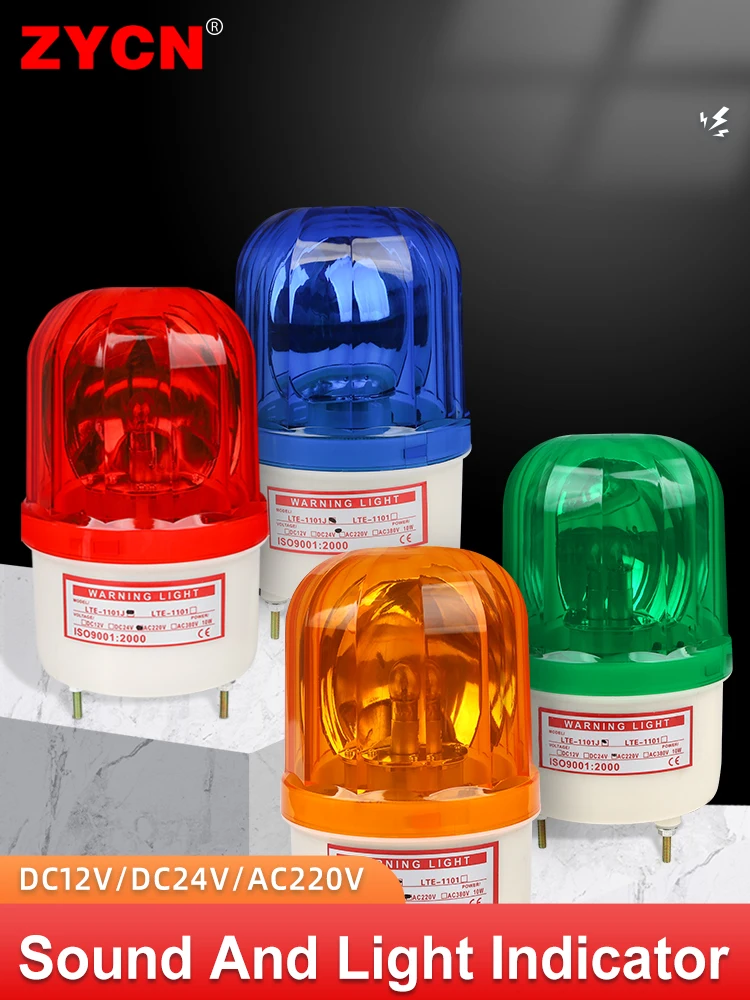 

LTE-1101J Warning Light Sound Waterproof Rotating Indicator Flashing Beacon Strobe Alarm Lamp 12V 24V 220V Red Green Audible