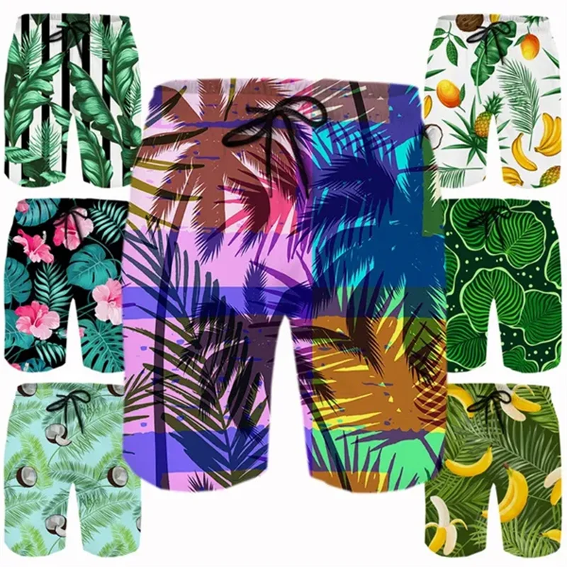 

Hawaiian Beach Shorts Tropical 3D Print Coconut Palm Tree Short Pants Men Surf Board Shorts Unisex Quick Dry Summer Swim Trunks