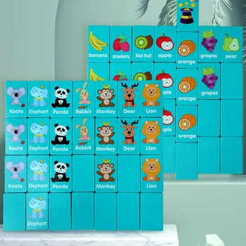 Brinquedos Sensoriais Montessori para Crianças: Aprimore a Cognição e Treine a Memória 7 Children Hand Scratch Wooden Puzzle Toy Board Baby Cartoon Montessori Early Education Farm Fruit Cognitive Puzzle Toy