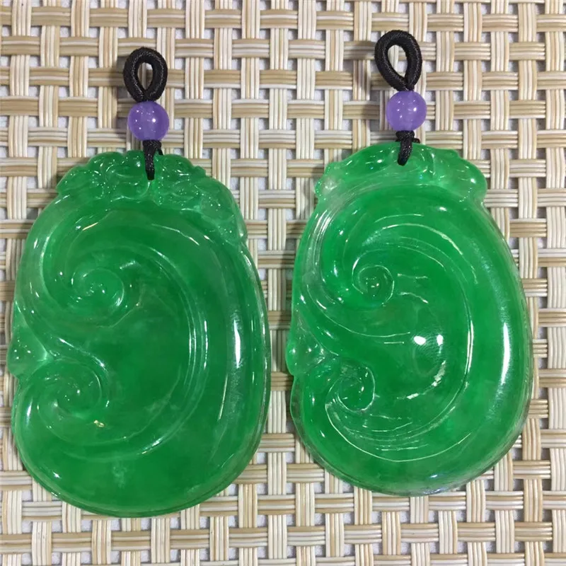 

Jade AB Ruyi Pendant Ice-like with Emerald Gourd Fubei