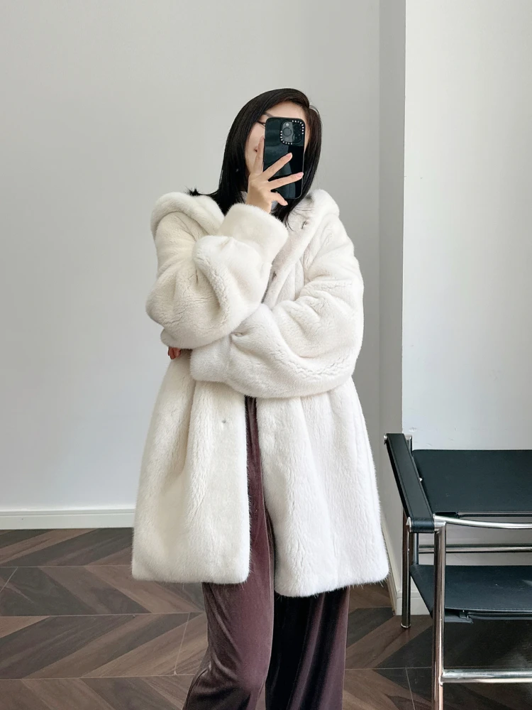 Fur Coat Women's Casual Loose Hooded Zipper Regular Mid-Length Overcoats Whole Mink Basic Color Thickened Warm Winter Fashion
Fur Coat Women's Casual Loose Hooded Zipper Regular Mid-Length Overcoats Whole Mink Basic Color Thickened Warm Winter Fashion