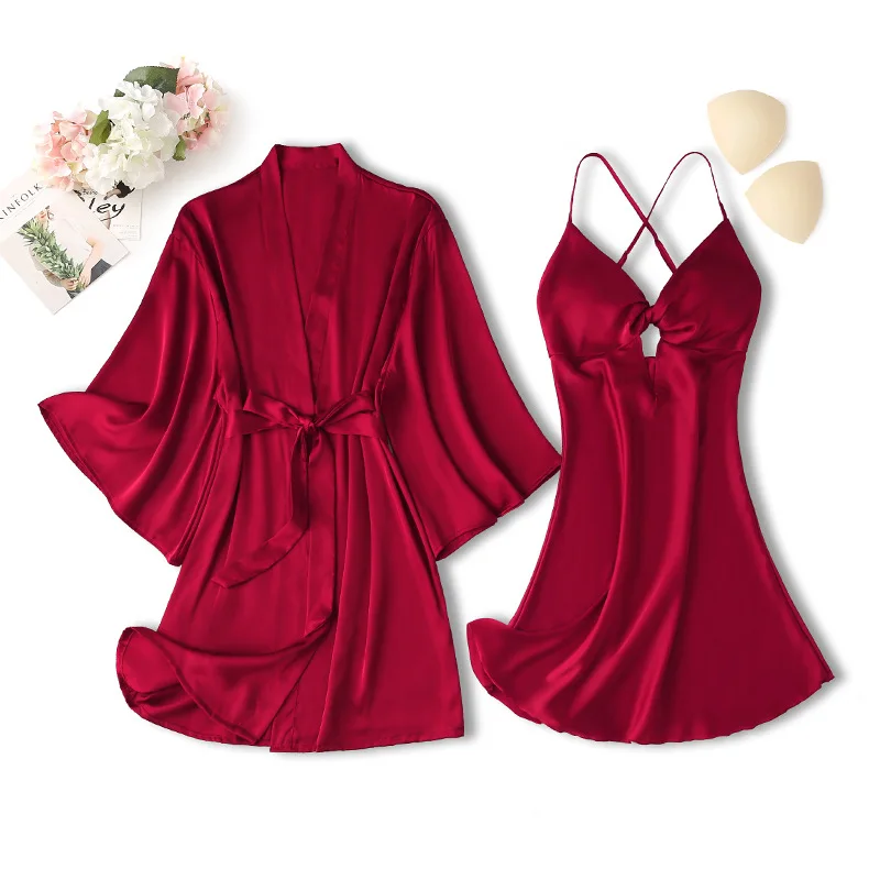 Bride Wedding Robe Suit Women Sleepwear Nightdress Loungewear Summer Satin Kimono Bathrobe Gown Set Nightgown Home Wear
Bride Wedding Robe Suit Women Sleepwear Nightdress Loungewear Summer Satin Kimono Bathrobe Gown Set Nightgown Home Wear