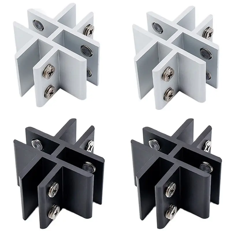 

Brand New 4PCS Aluminium Alloy Glass Clamps Cross 4-Ways Adjustable Handrails Brackets Clips for 6-12mm Thickness Glass
