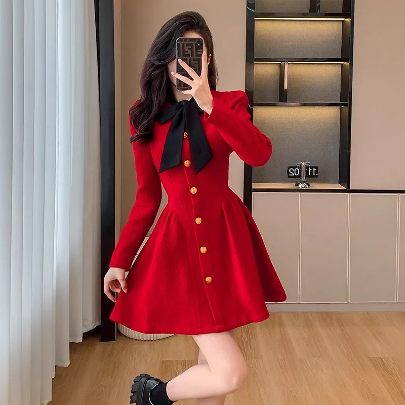 Женское платье с длинным рукавом, красное обручальное платье с длинным рукавом 
Женское платье с длинным рукавом, красное обручальное платье с длинным рукавом