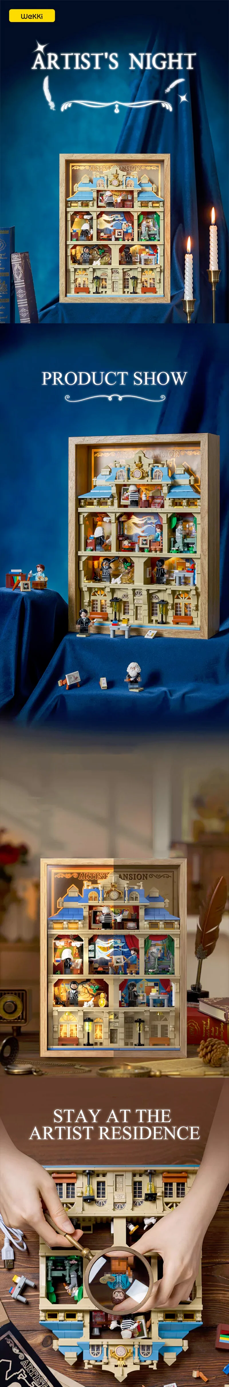 Master Night Lights Painting Building Blocks Creative Art Museum Model Supporting Character Desktop Decoration and LED Lights Master Night Lights Painting Building Blocks Creative Art Museum Model Supporting Character Desktop Decoration and LED Lights