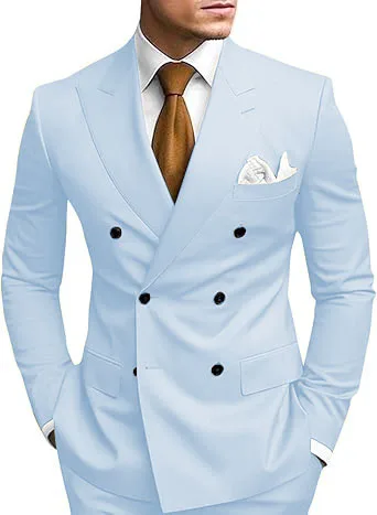 طقم ملابس رجالي مكون من قطعتين مزدوج الصدر، بدلة مزدوجة الشق لفساتين الزفاف، بدلة كاجوال للتخرج طقم ملابس رجالي مكون من قطعتين مزدوج الصدر، بدلة مزدوجة الشق لفساتين الزفاف، بدلة كاجوال للتخرج