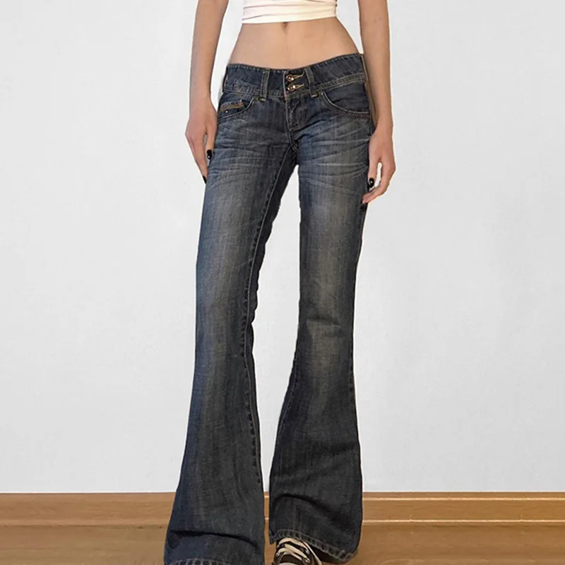2000s Clothes Y2k Low Rise Boot Cut Jeans Woman Casual Black Striped Denim Trousers Streetwear Flare Pants P77-DD25 261 S47332dcfddc94f14935484fd3f245b86Z